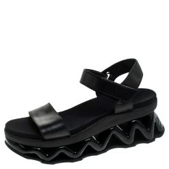 Marc By Marc Jacobs Black Leather Zigzag Platform Ankle Strap Sandals Size 38 For Women