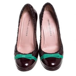 Marc Jacobs Burgundy Leather Bow Platform Pumps Size 37.5 For Women -Cheap Marc Jacobs Store luxury women marc jacobs used shoes p257788 005