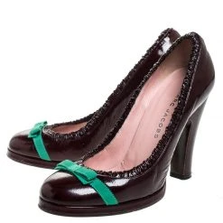 Marc Jacobs Burgundy Leather Bow Platform Pumps Size 37.5 For Women -Cheap Marc Jacobs Store luxury women marc jacobs used shoes p257788 008