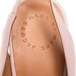 Marc By Marc Jacobs Blush Pink/Beige Leather Open Toe Slingback Sandals Size 38 For Women -Cheap Marc Jacobs Store luxury women marc jacobs used shoes p260508 004