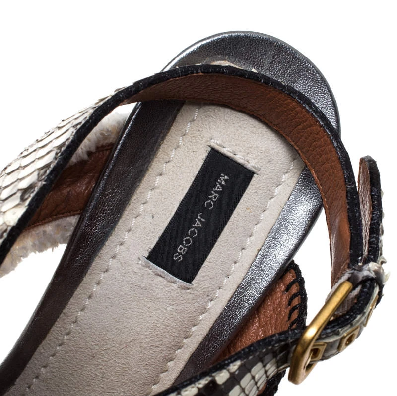 Marc Jacobs Multicolor Canvas, Leather And Python Slingback Sandals Size 40 For Women 7 Marc Jacobs Multicolor Canvas, Leather And Python Slingback Sandals Size 40 For Women - Image 7