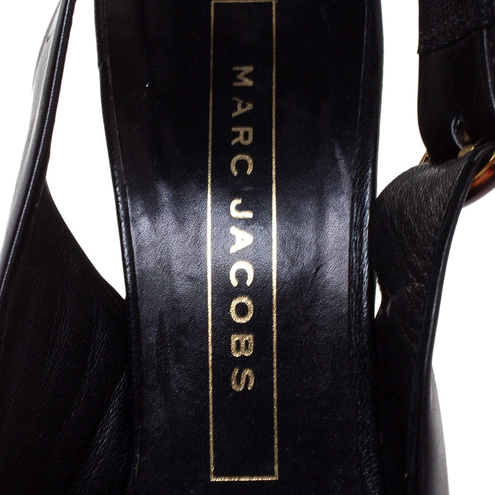 Marc Jacobs Black Leather Crisscross Slingback Platform Sandals Size 36.5 For Women 7 Marc Jacobs Black Leather Crisscross Slingback Platform Sandals Size 36.5 For Women - Image 7