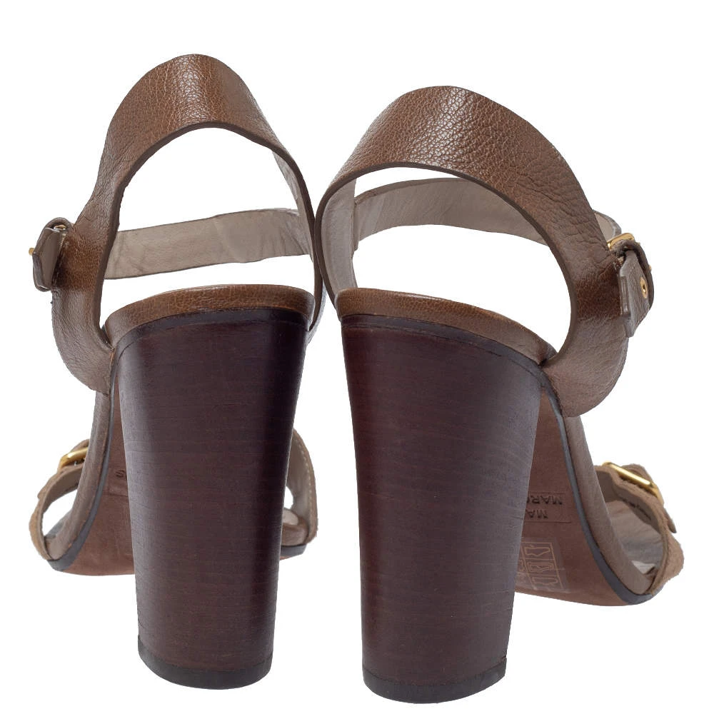 Marc Jacobs Brown Pony Hair And Leather Ankle Strap Sandals Size 39.5 For Women 5 Marc Jacobs Brown Pony Hair And Leather Ankle Strap Sandals Size 39.5 For Women - Image 5