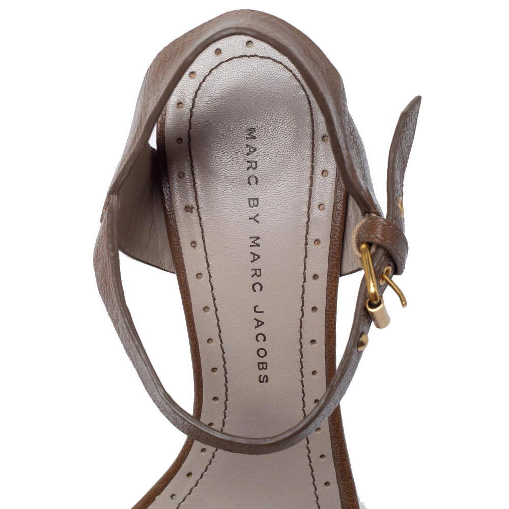 Marc Jacobs Brown Pony Hair And Leather Ankle Strap Sandals Size 39.5 For Women 7 Marc Jacobs Brown Pony Hair And Leather Ankle Strap Sandals Size 39.5 For Women - Image 7