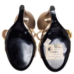 Marc Jacobs Beige Leather And Gold Piping Heart Wedge Ankle Strap Sandals Size 36.5 For Women -Cheap Marc Jacobs Store luxury women marc jacobs used shoes p316798 007