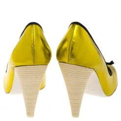 Marc Jacobs Metallic Green Leather Bow Cone Heel Pumps Size 38 For Women -Cheap Marc Jacobs Store luxury women marc jacobs used shoes p326744 005