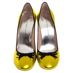 Marc Jacobs Metallic Green Leather Bow Cone Heel Pumps Size 38 For Women -Cheap Marc Jacobs Store luxury women marc jacobs used shoes p326744 007