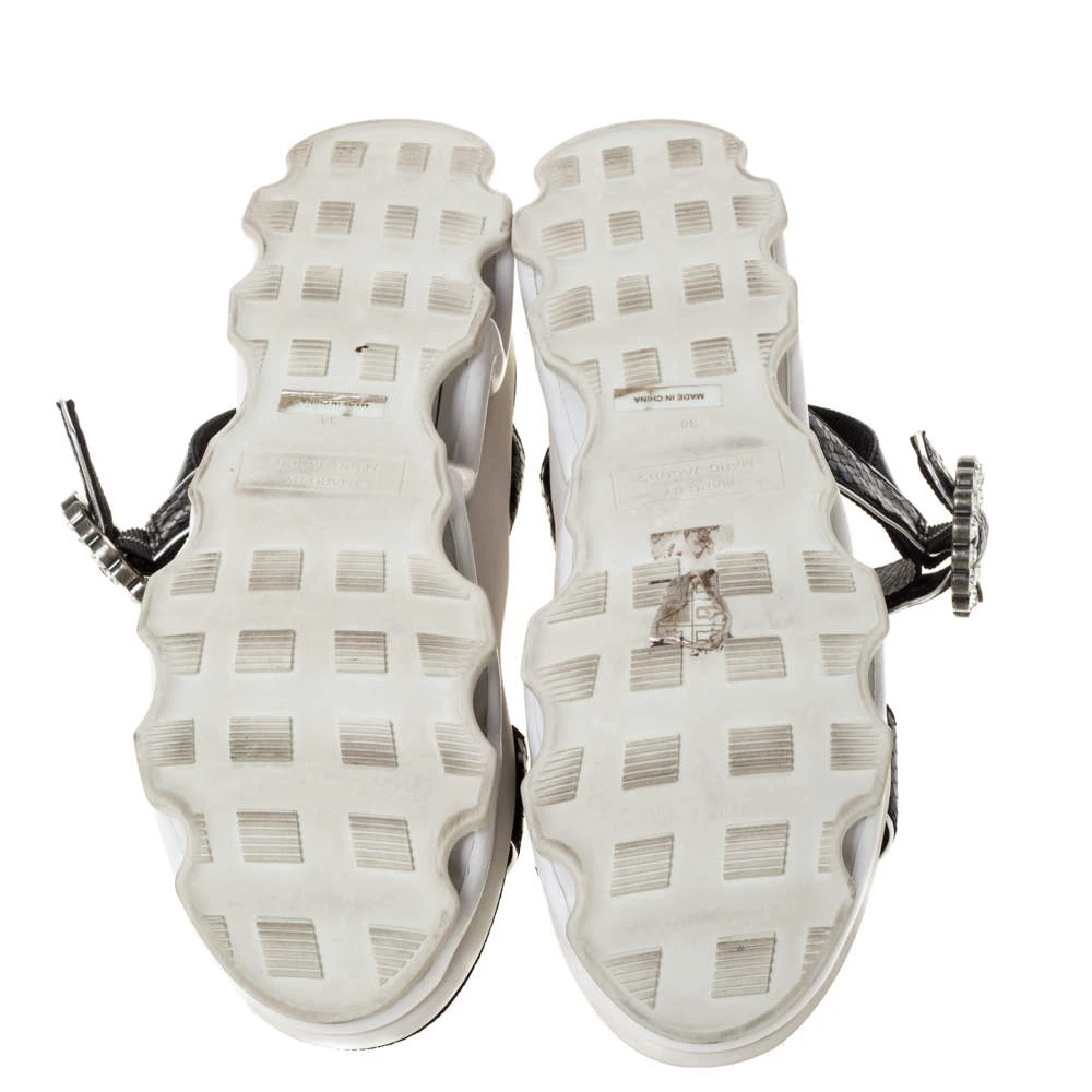 Marc By Marc Jacobs Black Python Embossed Leather Ninj Crystal Embellished Ankle Strap Sandals Size 38 For Women 6 Marc By Marc Jacobs Black Python Embossed Leather Ninj Crystal Embellished Ankle Strap Sandals Size 38 For Women - Image 6