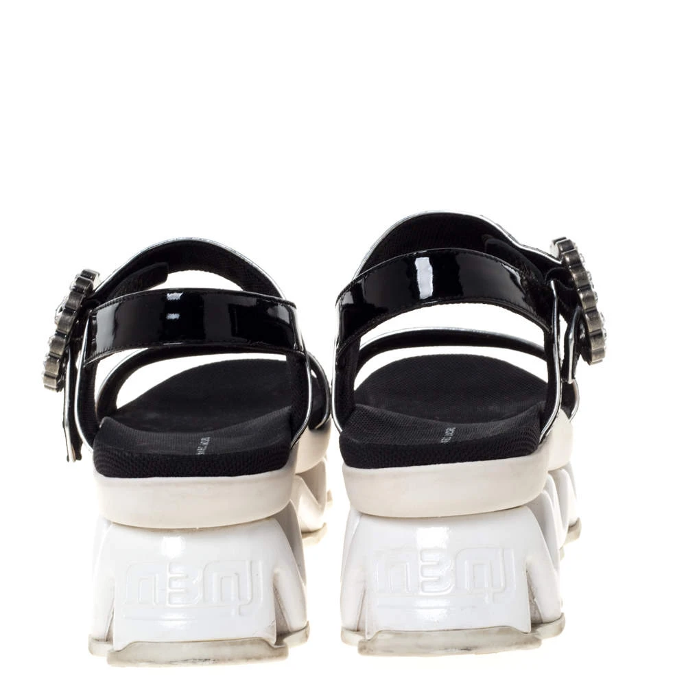 Marc By Marc Jacobs Black Python Embossed Leather Ninj Crystal Embellished Ankle Strap Sandals Size 38 For Women 5 Marc By Marc Jacobs Black Python Embossed Leather Ninj Crystal Embellished Ankle Strap Sandals Size 38 For Women - Image 5