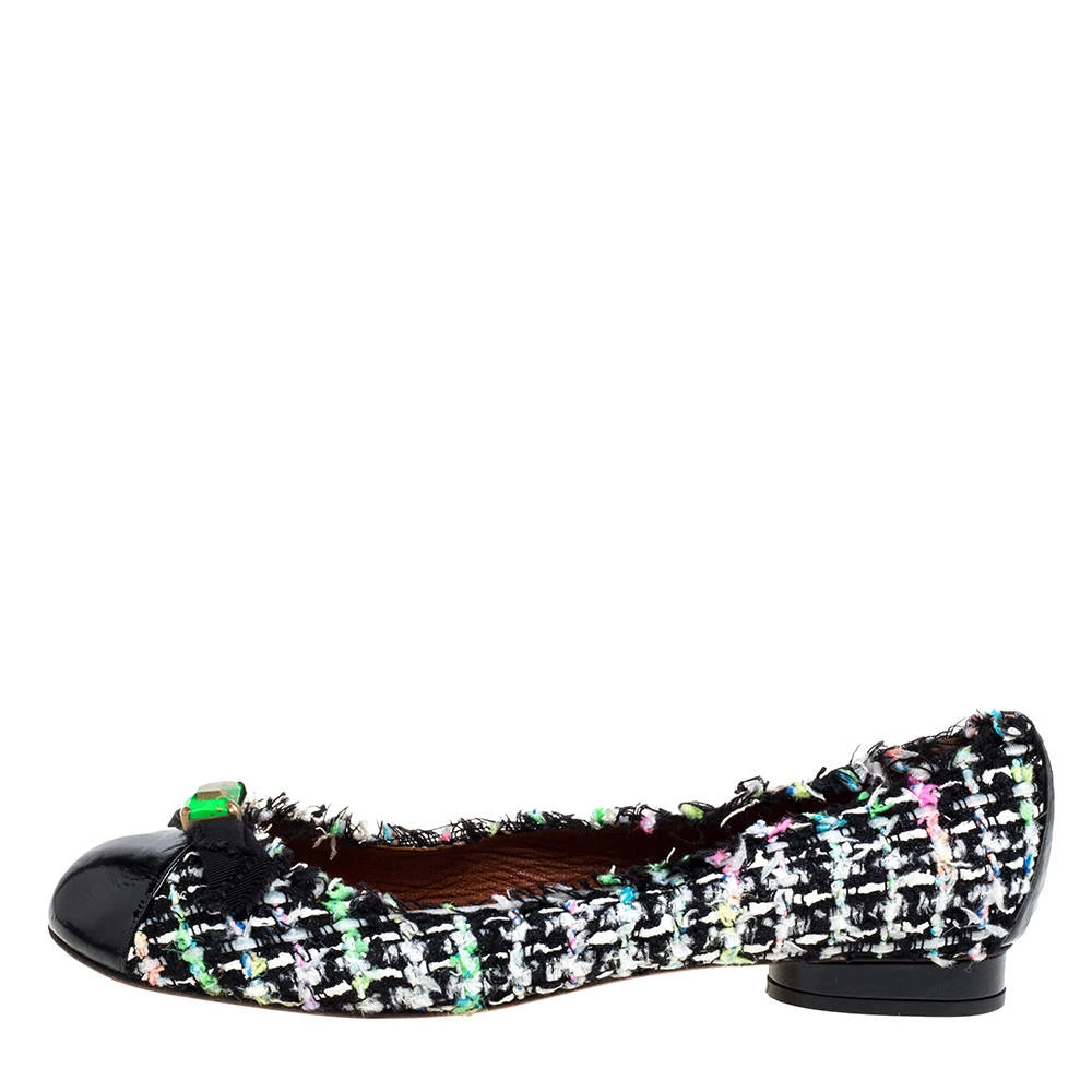 Marc Jacobs Multicolor Tweed And Patent Leather Crystal Embellished Ballet Flats Size 41 For Women 2 Marc Jacobs Multicolor Tweed And Patent Leather Crystal Embellished Ballet Flats Size 41 For Women - Image 2