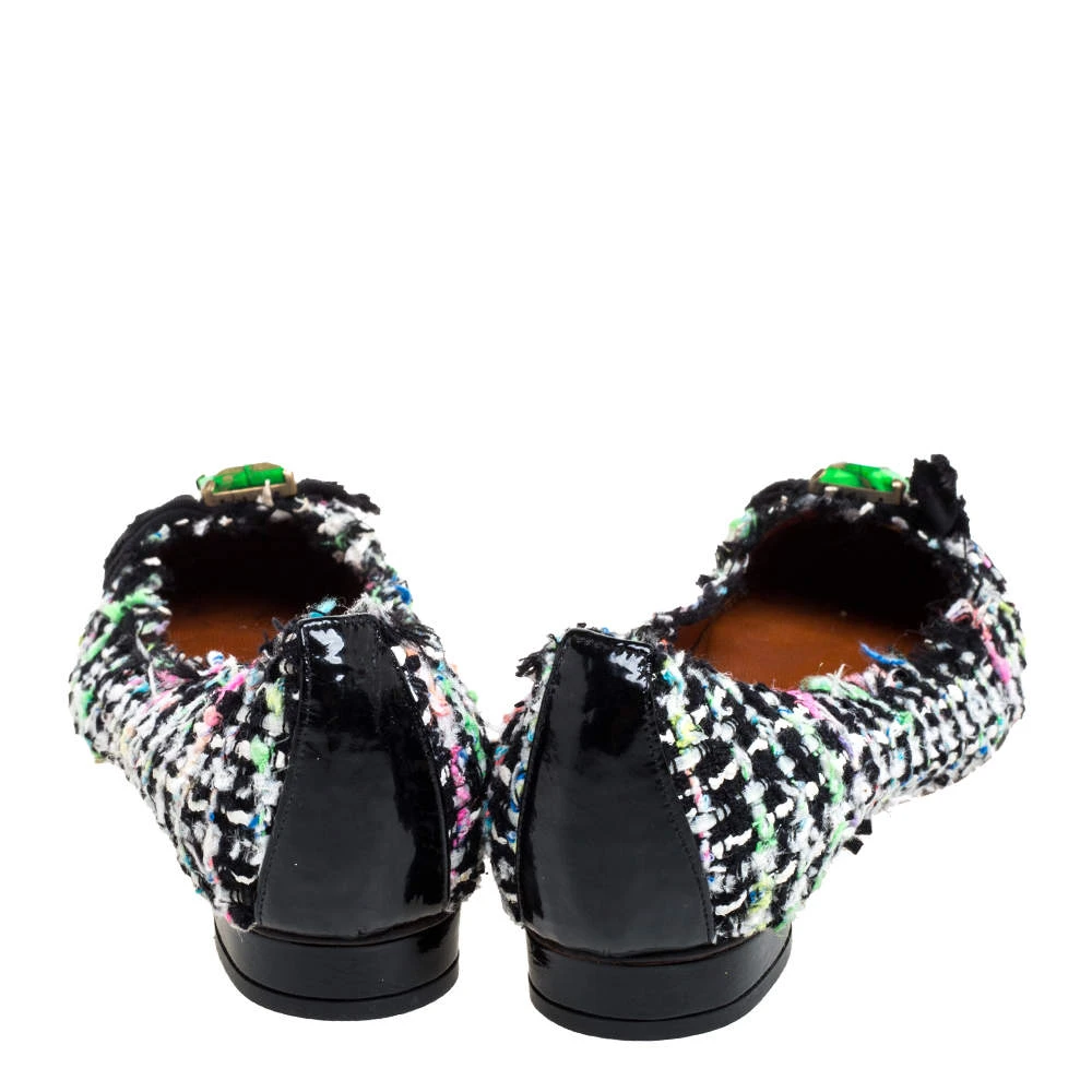 Marc Jacobs Multicolor Tweed And Patent Leather Crystal Embellished Ballet Flats Size 41 For Women 5 Marc Jacobs Multicolor Tweed And Patent Leather Crystal Embellished Ballet Flats Size 41 For Women - Image 5