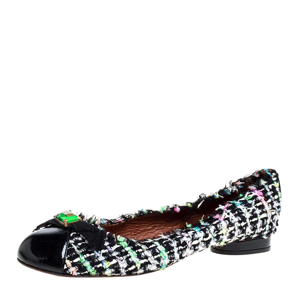 Marc Jacobs Multicolor Tweed And Patent Leather Crystal Embellished Ballet Flats Size 41 For Women 1 Marc Jacobs Multicolor Tweed And Patent Leather Crystal Embellished Ballet Flats Size 41 For Women