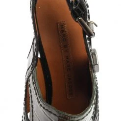 Marc Jacobs Green/Black Croc Embossed Patent Leather Slingback Sandals Size 39.5 For Women 14 Marc Jacobs Green/Black Croc Embossed Patent Leather Slingback Sandals Size 39.5 For Women -Cheap Marc Jacobs Store luxury women marc jacobs used shoes p352041 007