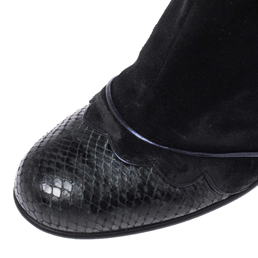 Marc Jacobs Black Python Embossed Leather And Suede Knee High Boots Size 39.5 For Women 7 Marc Jacobs Black Python Embossed Leather And Suede Knee High Boots Size 39.5 For Women - Image 7