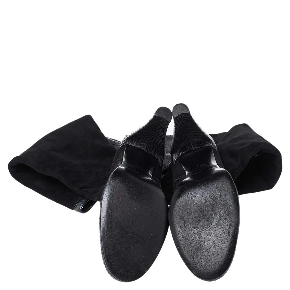 Marc Jacobs Black Python Embossed Leather And Suede Knee High Boots Size 39.5 For Women 6 Marc Jacobs Black Python Embossed Leather And Suede Knee High Boots Size 39.5 For Women - Image 6