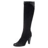 Marc Jacobs Black Python Embossed Leather And Suede Knee High Boots Size 39.5 For Women