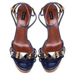 Marc Jacobs Blue Leather Strappy Ankle Strap Platform Sandals Size 40 For Women -Cheap Marc Jacobs Store luxury women marc jacobs used shoes p352589 003