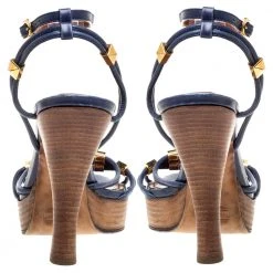 Marc Jacobs Blue Leather Strappy Ankle Strap Platform Sandals Size 40 For Women -Cheap Marc Jacobs Store luxury women marc jacobs used shoes p352589 006