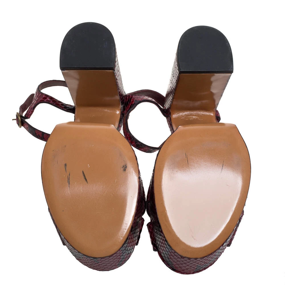 Marc Jacobs Red/Black Python Effect Leather Debbie Platform Sandals Size 40 For Women 6 Marc Jacobs Red/Black Python Effect Leather Debbie Platform Sandals Size 40 For Women - Image 6