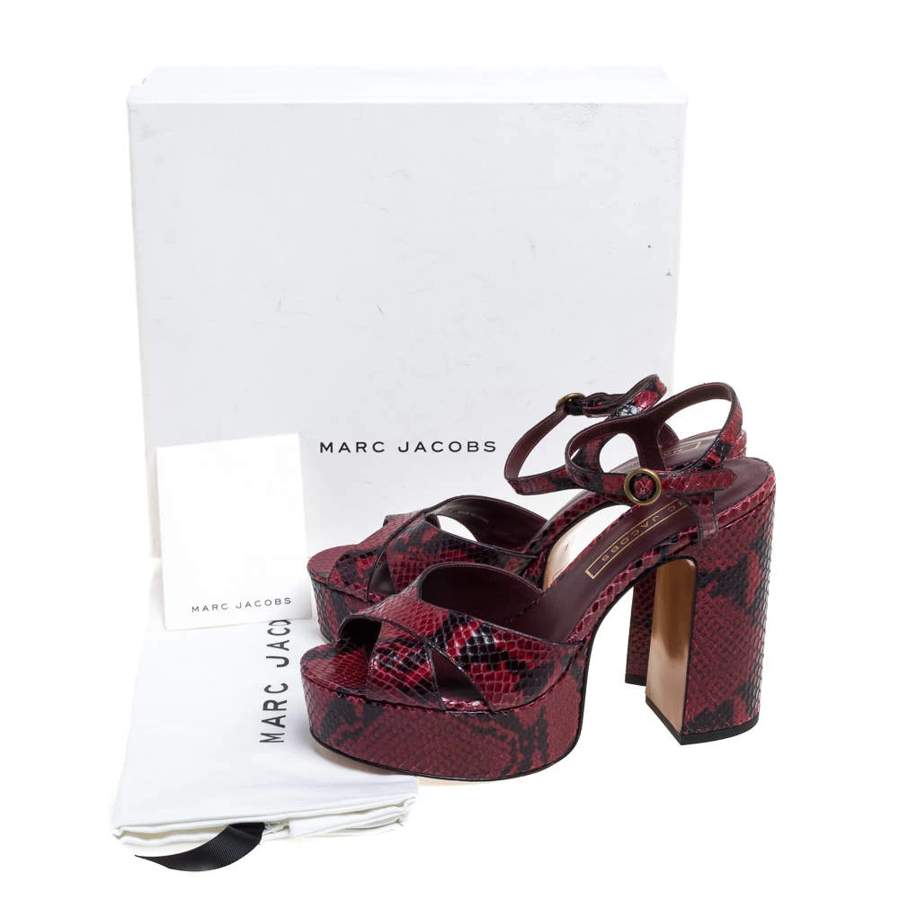 Marc Jacobs Red/Black Python Effect Leather Debbie Platform Sandals Size 40 For Women 8 Marc Jacobs Red/Black Python Effect Leather Debbie Platform Sandals Size 40 For Women - Image 8