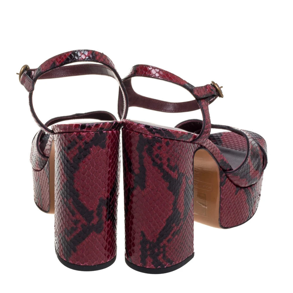 Marc Jacobs Red/Black Python Effect Leather Debbie Platform Sandals Size 40 For Women 5 Marc Jacobs Red/Black Python Effect Leather Debbie Platform Sandals Size 40 For Women - Image 5
