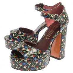 Marc Jacobs Multicolor Snake Embossed Leather Sky Floral Platform Sandals Size 38 For Women -Cheap Marc Jacobs Store luxury women marc jacobs used shoes p355645 002