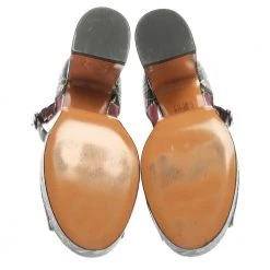 Marc Jacobs Multicolor Snake Embossed Leather Sky Floral Platform Sandals Size 38 For Women -Cheap Marc Jacobs Store luxury women marc jacobs used shoes p355645 007