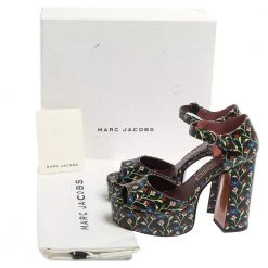 Marc Jacobs Multicolor Snake Embossed Leather Sky Floral Platform Sandals Size 38 For Women -Cheap Marc Jacobs Store luxury women marc jacobs used shoes p355645 009