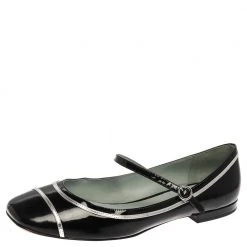 Marc Jacobs Black Patent Leather Poppy Mary Jane Ballet Flat Size 39.5 For Women