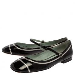 Marc Jacobs Black/ Silver Patent Leather Poppy Mary Jane Ballerina Flat Size 39.5 For Women 11 Marc Jacobs Black/ Silver Patent Leather Poppy Mary Jane Ballerina Flat Size 39.5 For Women -Cheap Marc Jacobs Store luxury women marc jacobs used shoes p359883 004