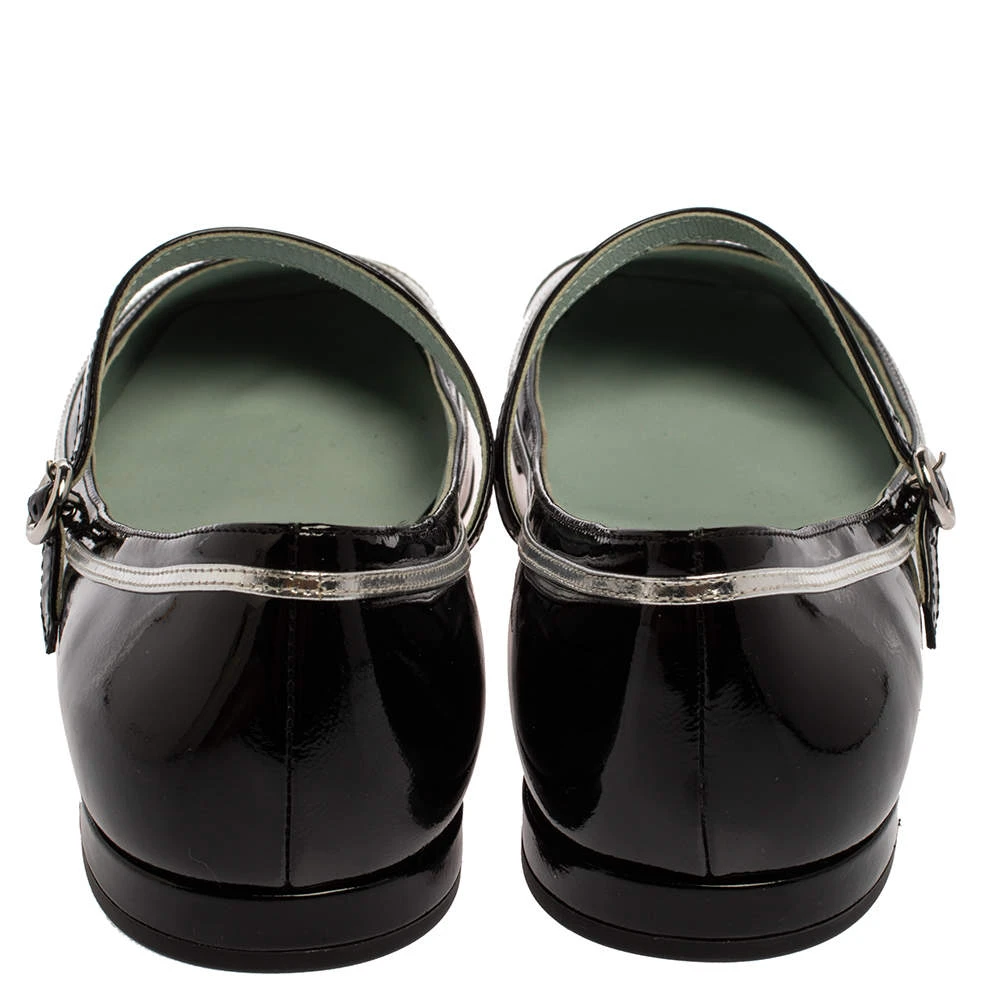 Marc Jacobs Black/ Silver Patent Leather Poppy Mary Jane Ballerina Flat Size 40 For Women 5 Marc Jacobs Black/ Silver Patent Leather Poppy Mary Jane Ballerina Flat Size 40 For Women - Image 5