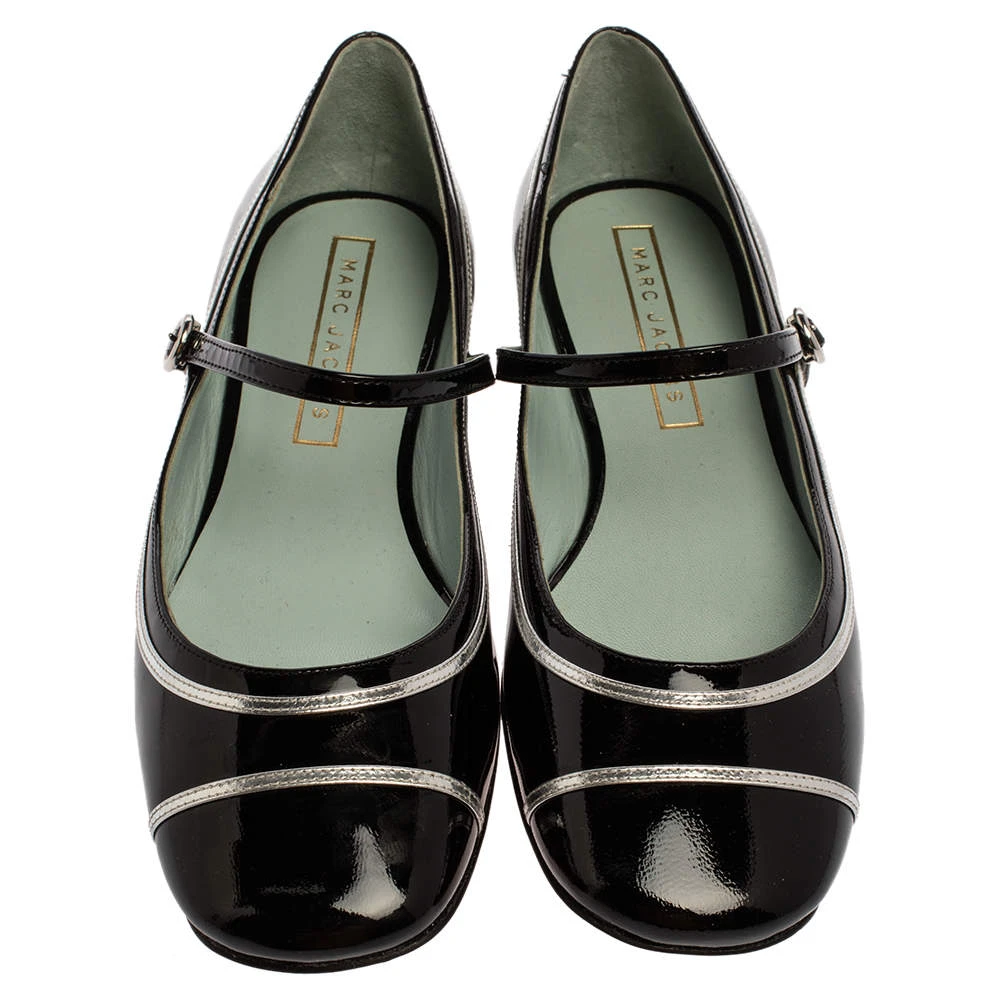 Marc Jacobs Black/ Silver Patent Leather Poppy Mary Jane Ballerina Flat Size 40 For Women 3 Marc Jacobs Black/ Silver Patent Leather Poppy Mary Jane Ballerina Flat Size 40 For Women - Image 3