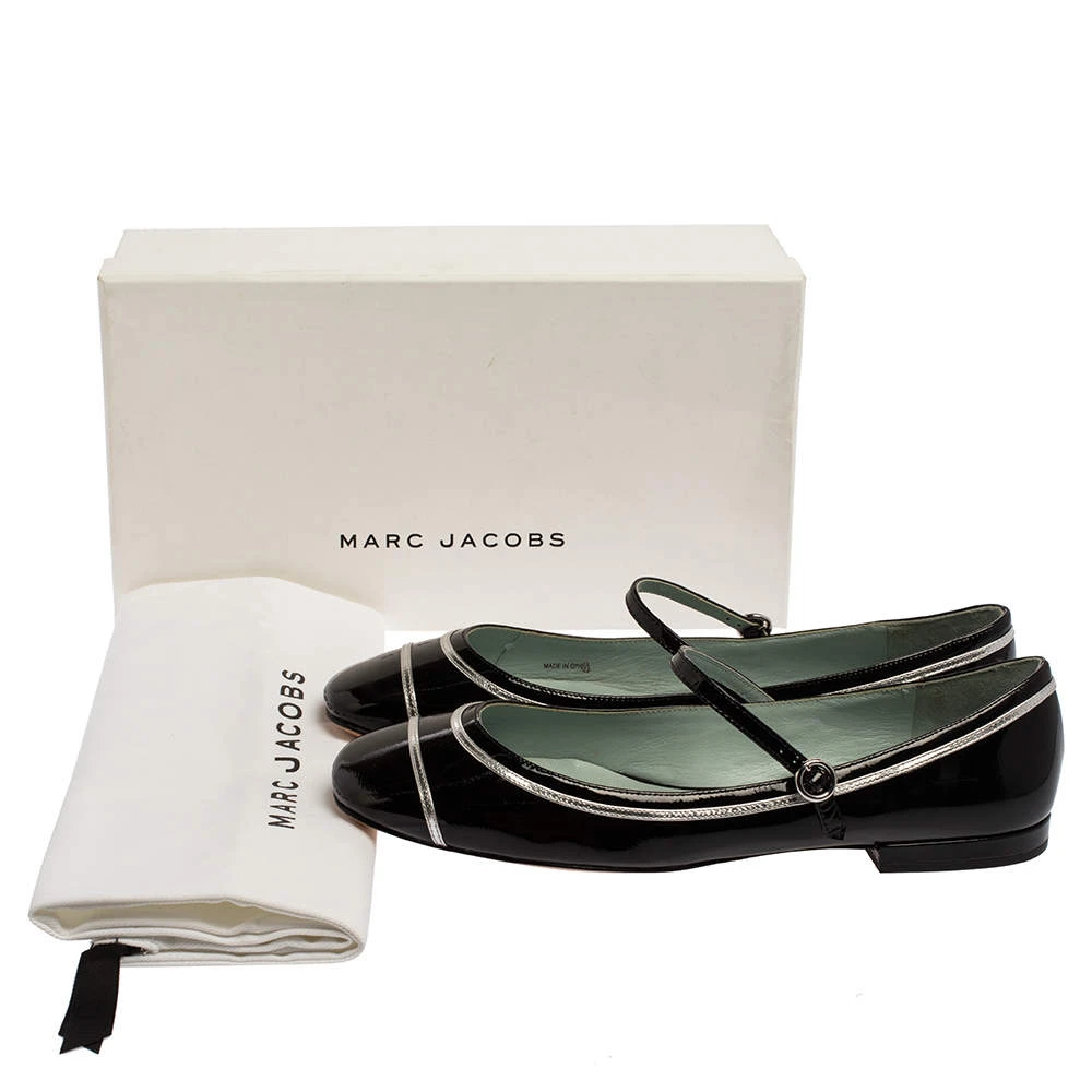 Marc Jacobs Black/ Silver Patent Leather Poppy Mary Jane Ballerina Flat Size 40 For Women 8 Marc Jacobs Black/ Silver Patent Leather Poppy Mary Jane Ballerina Flat Size 40 For Women - Image 8