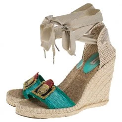 Marc Jacobs Multicolor Mesh And Woven Canvas Wedge Espadrilles Ankle Wrap Sandals Size 37 For Women -Cheap Marc Jacobs Store luxury women marc jacobs used shoes p360316 001