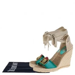 Marc Jacobs Multicolor Mesh And Woven Canvas Wedge Espadrilles Ankle Wrap Sandals Size 37 For Women -Cheap Marc Jacobs Store luxury women marc jacobs used shoes p360316 002