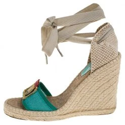 Marc Jacobs Multicolor Mesh And Woven Canvas Wedge Espadrilles Ankle Wrap Sandals Size 37 For Women -Cheap Marc Jacobs Store luxury women marc jacobs used shoes p360316 004
