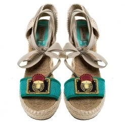 Marc Jacobs Multicolor Mesh And Woven Canvas Wedge Espadrilles Ankle Wrap Sandals Size 37 For Women -Cheap Marc Jacobs Store luxury women marc jacobs used shoes p360316 007