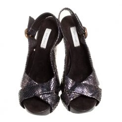 Marc Jacobs Black/Bronze Snakeskin Platform Sandals Size 38 For Women -Cheap Marc Jacobs Store luxury women marc jacobs used shoes p367330 006