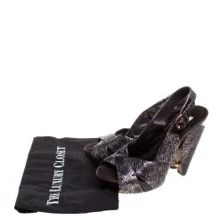 Marc Jacobs Black/Bronze Snakeskin Platform Sandals Size 38 For Women -Cheap Marc Jacobs Store luxury women marc jacobs used shoes p367330 007
