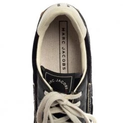Marc Jacobs Black/White Velvet And Leather Lightening Bolt Sneakers Size 39 For Women -Cheap Marc Jacobs Store luxury women marc jacobs used shoes p384746 003