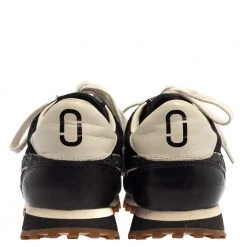 Marc Jacobs Black/White Velvet And Leather Lightening Bolt Sneakers Size 39 For Women -Cheap Marc Jacobs Store luxury women marc jacobs used shoes p384746 005