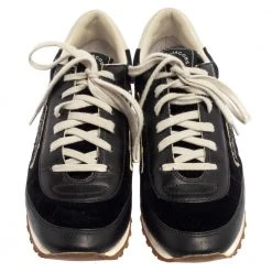 Marc Jacobs Black/White Velvet And Leather Lightening Bolt Sneakers Size 39 For Women -Cheap Marc Jacobs Store luxury women marc jacobs used shoes p384746 007