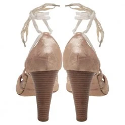 Marc Jacobs Metallic Bronze Leather Ankle Tie Pumps Size 40 For Women -Cheap Marc Jacobs Store luxury women marc jacobs used shoes p396524 004