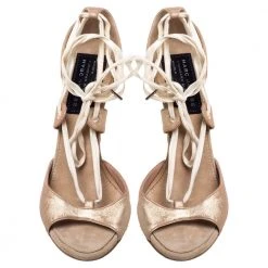 Marc Jacobs Metallic Bronze Leather Ankle Tie Pumps Size 40 For Women -Cheap Marc Jacobs Store luxury women marc jacobs used shoes p396524 005