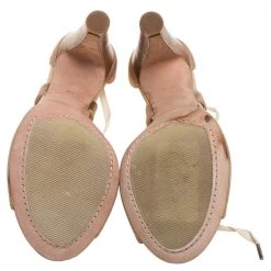 Marc Jacobs Metallic Bronze Leather Ankle Tie Pumps Size 40 For Women -Cheap Marc Jacobs Store luxury women marc jacobs used shoes p396524 007