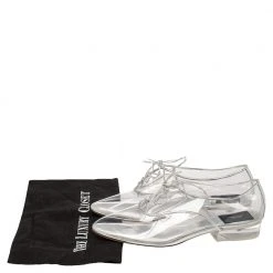 Marc Jacobs Silver PVC And Leather Transparent Clear Heel Oxfords Size 41 For Women -Cheap Marc Jacobs Store luxury women marc jacobs used shoes p398612 002