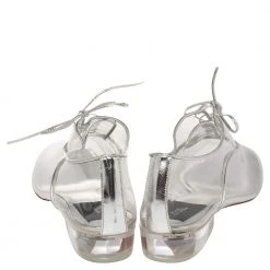 Marc Jacobs Silver PVC And Leather Transparent Clear Heel Oxfords Size 41 For Women -Cheap Marc Jacobs Store luxury women marc jacobs used shoes p398612 003