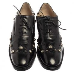Marc Jacobs Black Leather Studded Oxfords Size 41 For Women -Cheap Marc Jacobs Store luxury women marc jacobs used shoes p399193 007