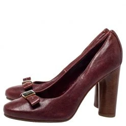 Marc By Marc Jacobs Burgundy Leather Bow Wooden Heel Pumps Sze 38 For Women -Cheap Marc Jacobs Store luxury women marc jacobs used shoes p409273 001