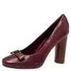 Marc By Marc Jacobs Burgundy Leather Bow Wooden Heel Pumps Sze 38 For Women